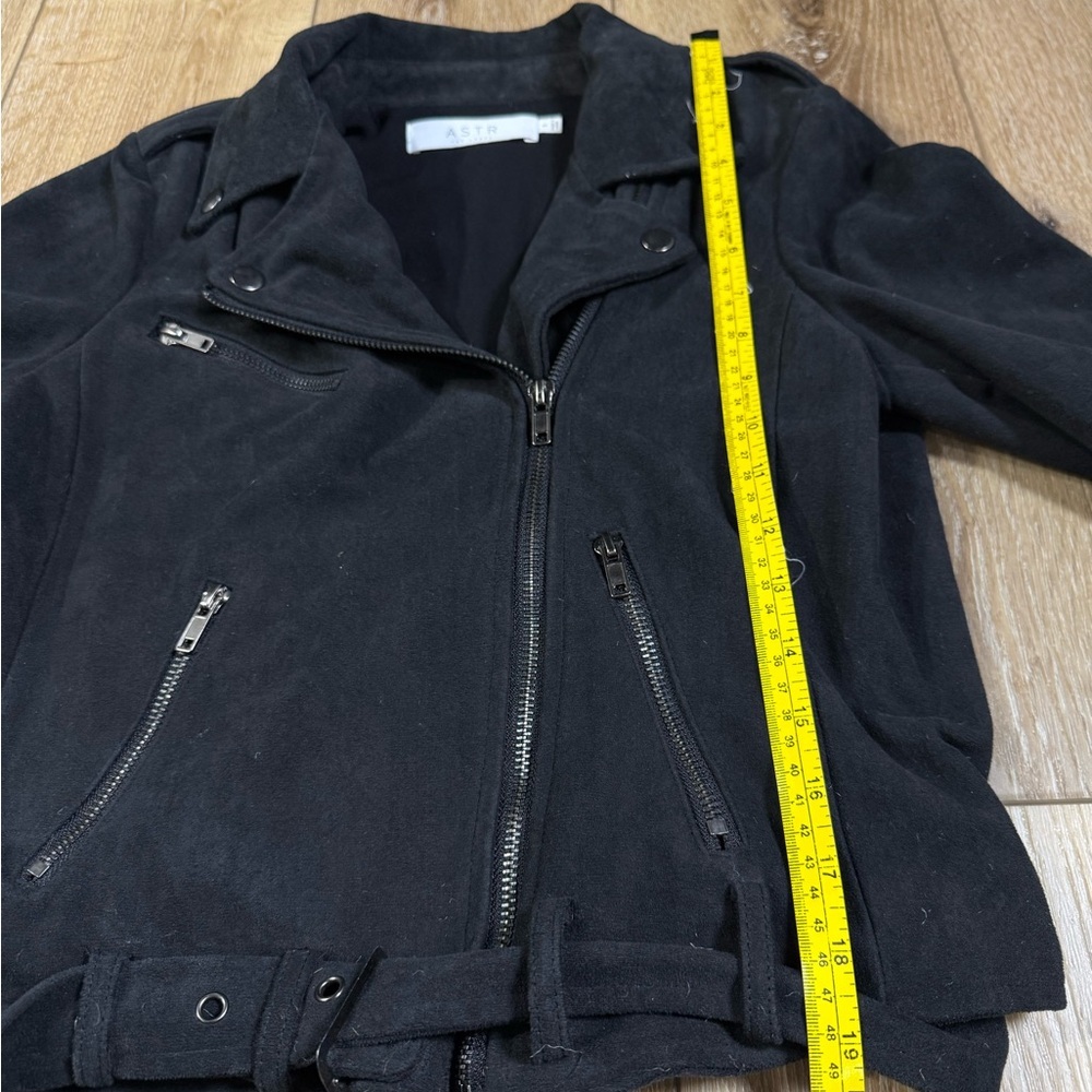 Astr the Label Women’s Moto Jacket Black Faux Suede Small Biker Jacket - Picture 8 of 12